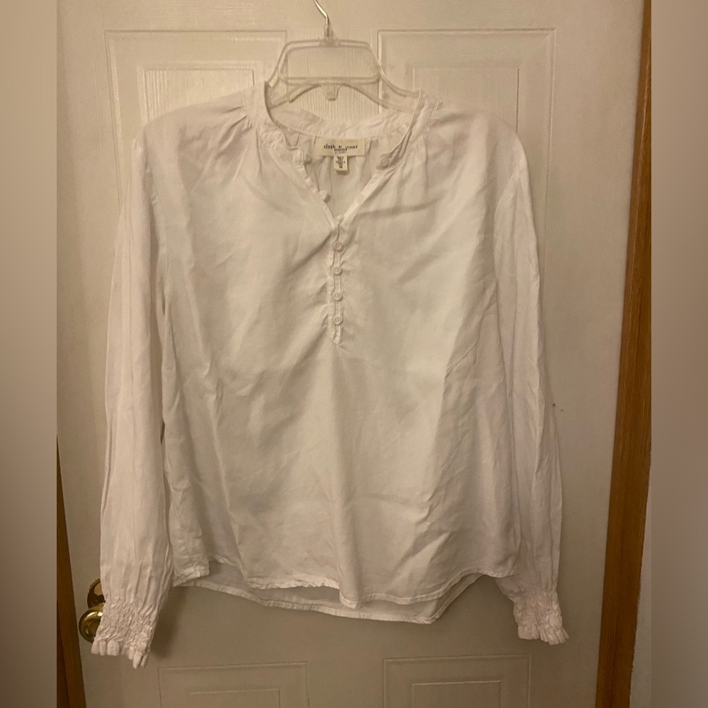 cloth & stone White Long-Sleeve Button Henley Blouse